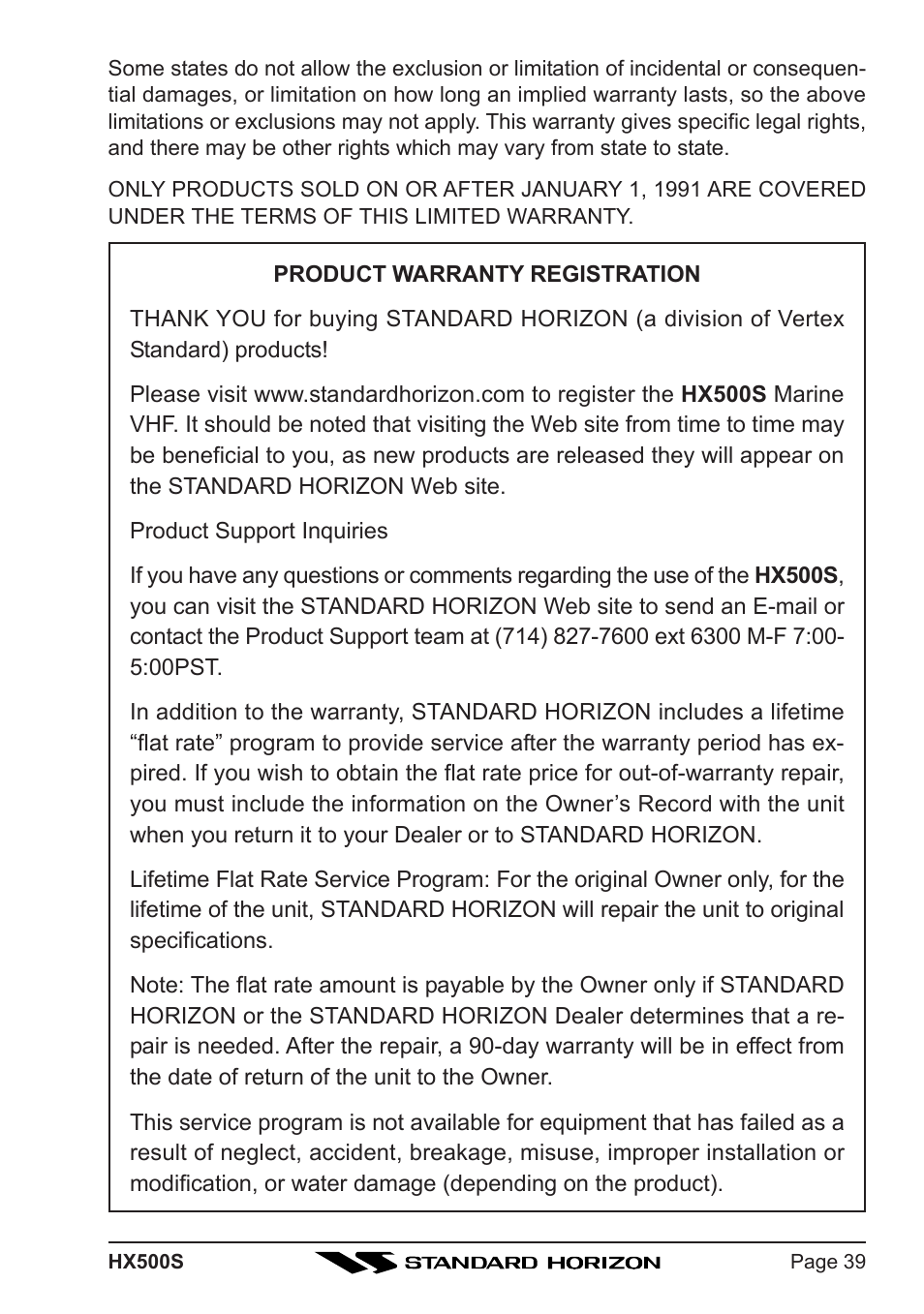 Standard Horizon Hx500s User Manual | Page 41 / 44