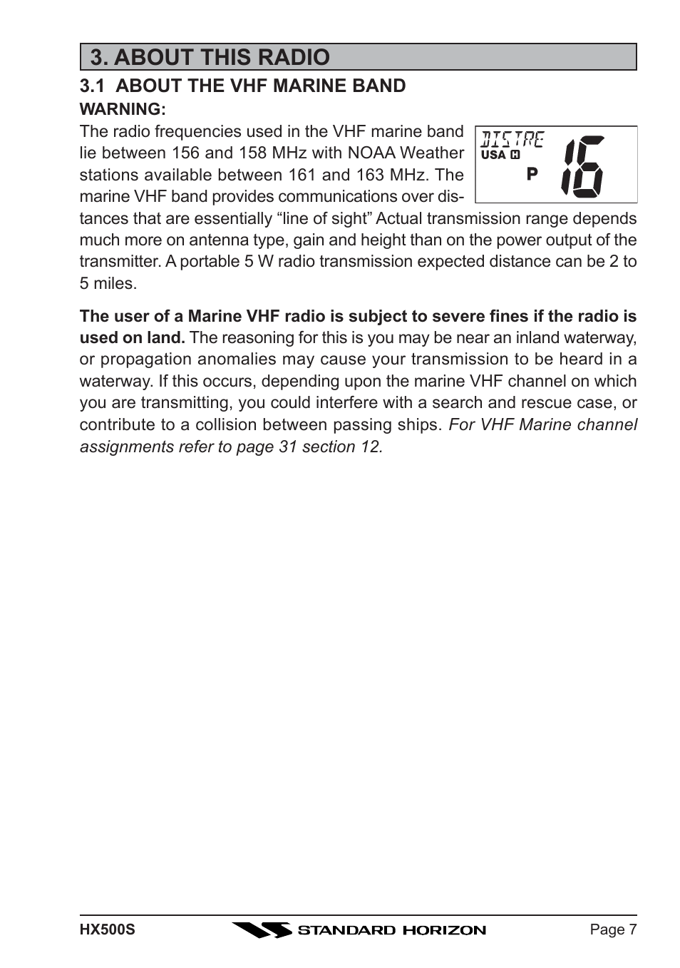 About this radio | Standard Horizon Hx500s User Manual | Page 9 / 44