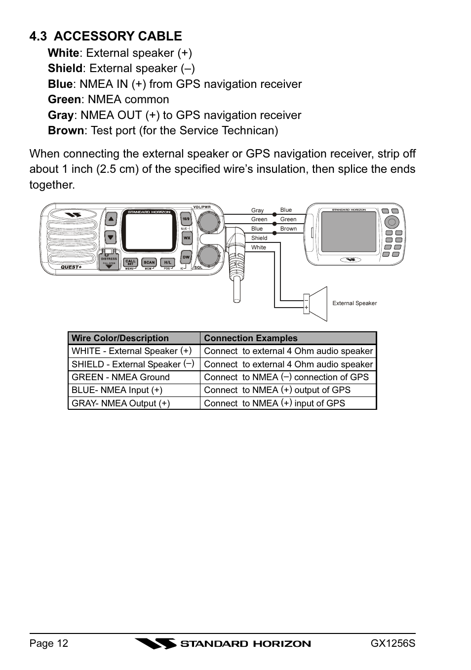 3 accessory cable | Standard Horizon QUEST+ GX1256S User Manual | Page 12 / 72
