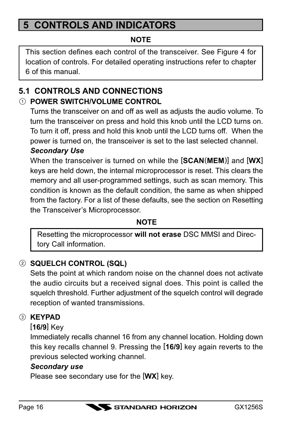 5 controls and indicators | Standard Horizon QUEST+ GX1256S User Manual | Page 16 / 72