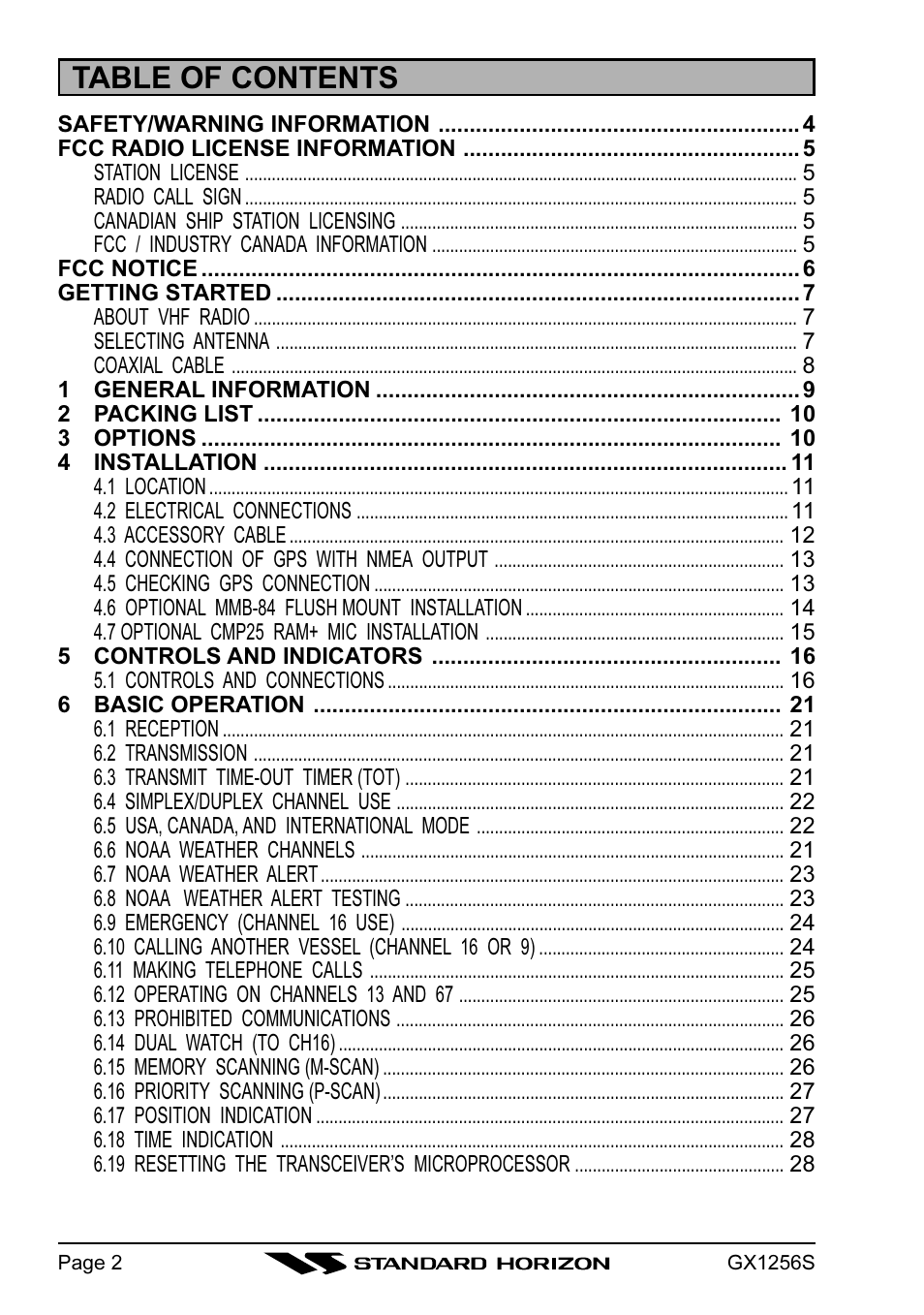 Standard Horizon QUEST+ GX1256S User Manual | Page 2 / 72