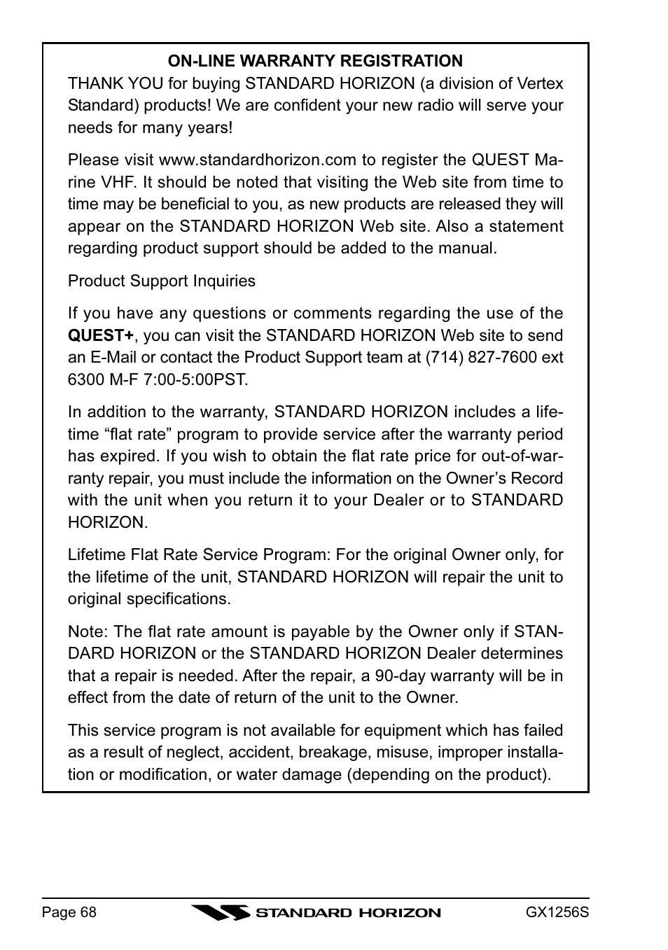 Standard Horizon QUEST+ GX1256S User Manual | Page 68 / 72
