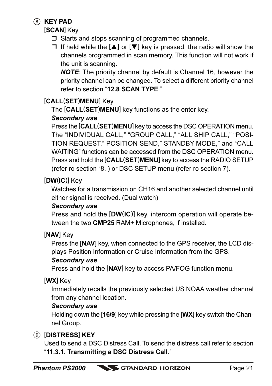 Standard Horizon PHANTOM Series PS2000 User Manual | Page 21 / 72