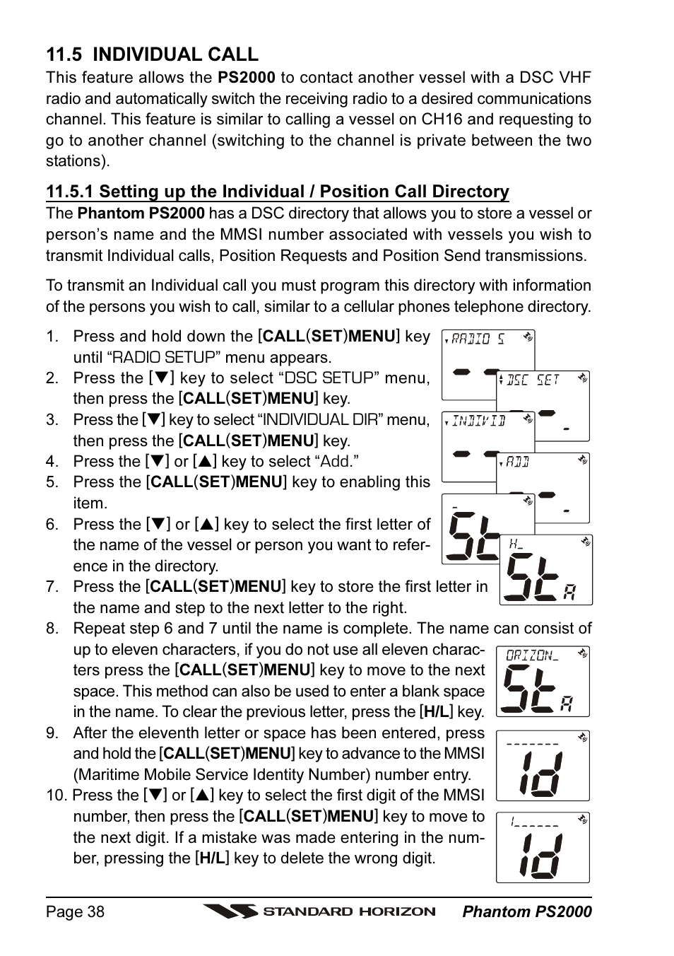 5 individual call | Standard Horizon PHANTOM Series PS2000 User Manual | Page 38 / 72