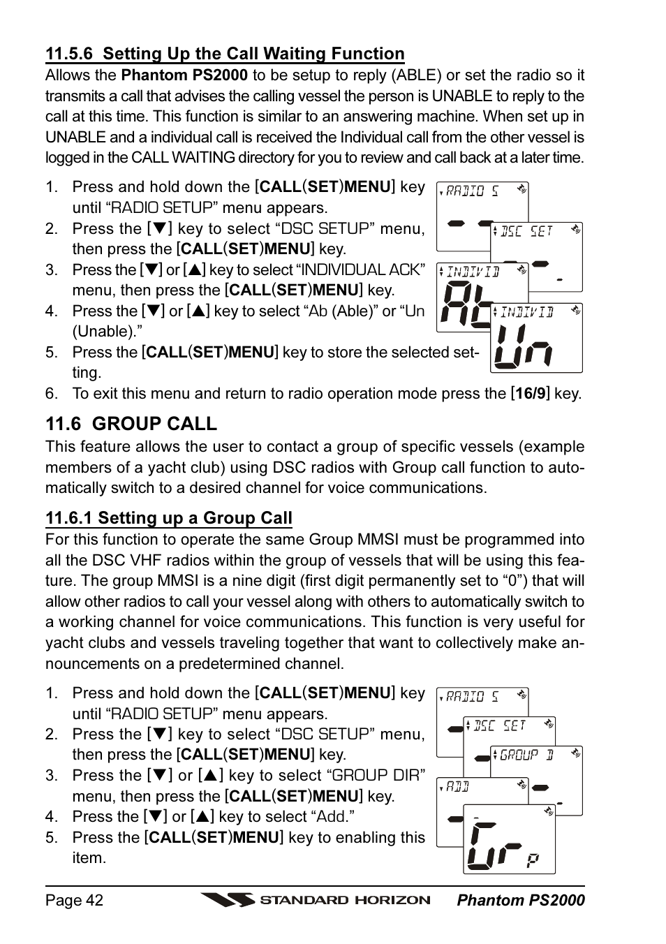 6 group call | Standard Horizon PHANTOM Series PS2000 User Manual | Page 42 / 72