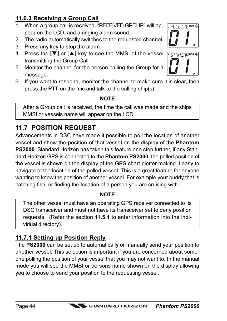 7 position request | Standard Horizon PHANTOM Series PS2000 User Manual | Page 44 / 72