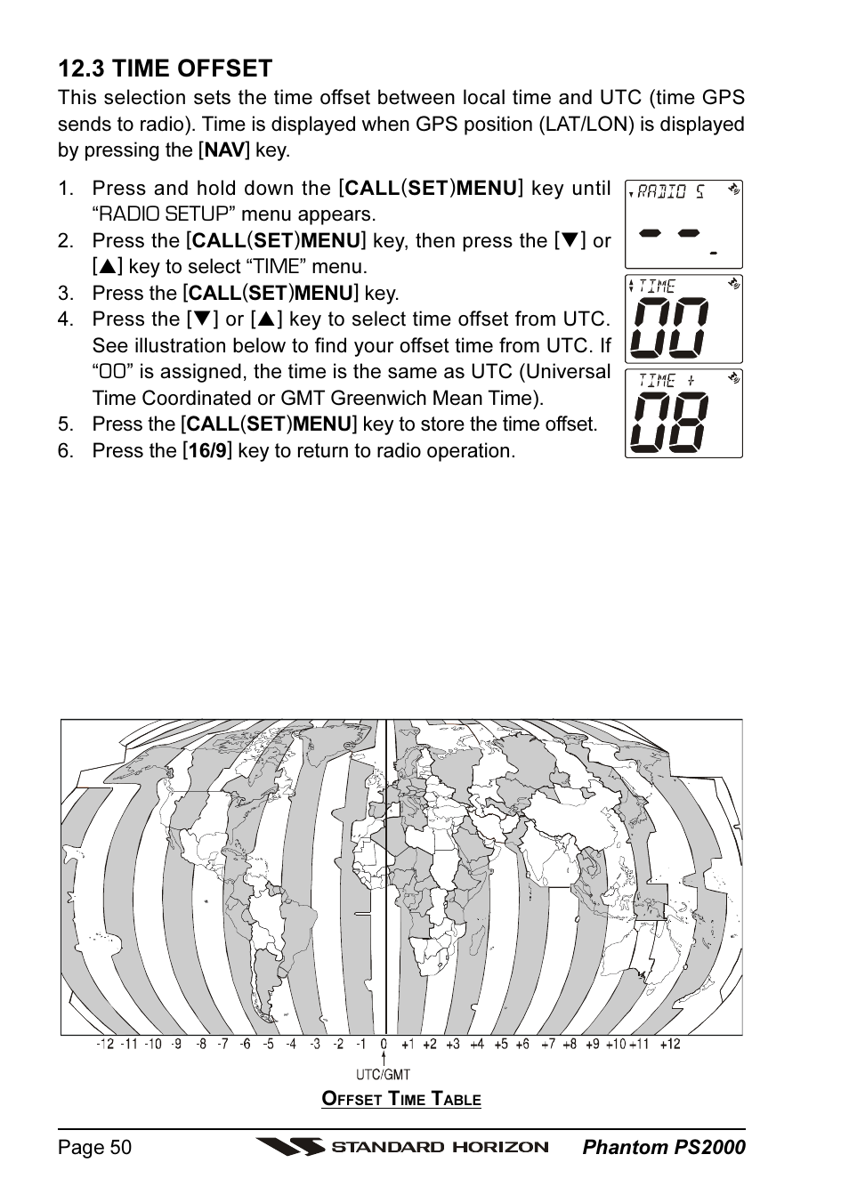 3 time offset | Standard Horizon PHANTOM Series PS2000 User Manual | Page 50 / 72