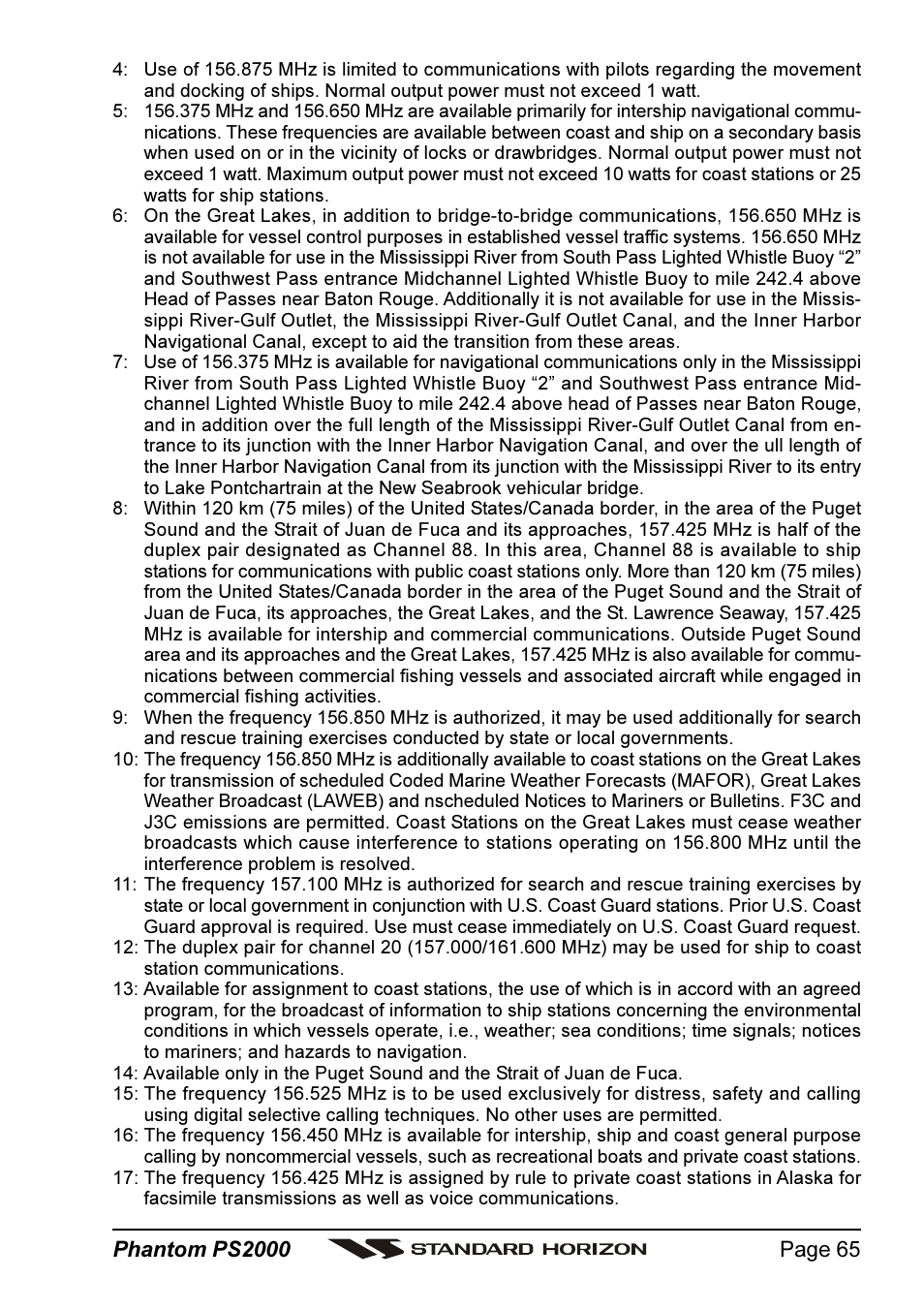 Standard Horizon PHANTOM Series PS2000 User Manual | Page 65 / 72