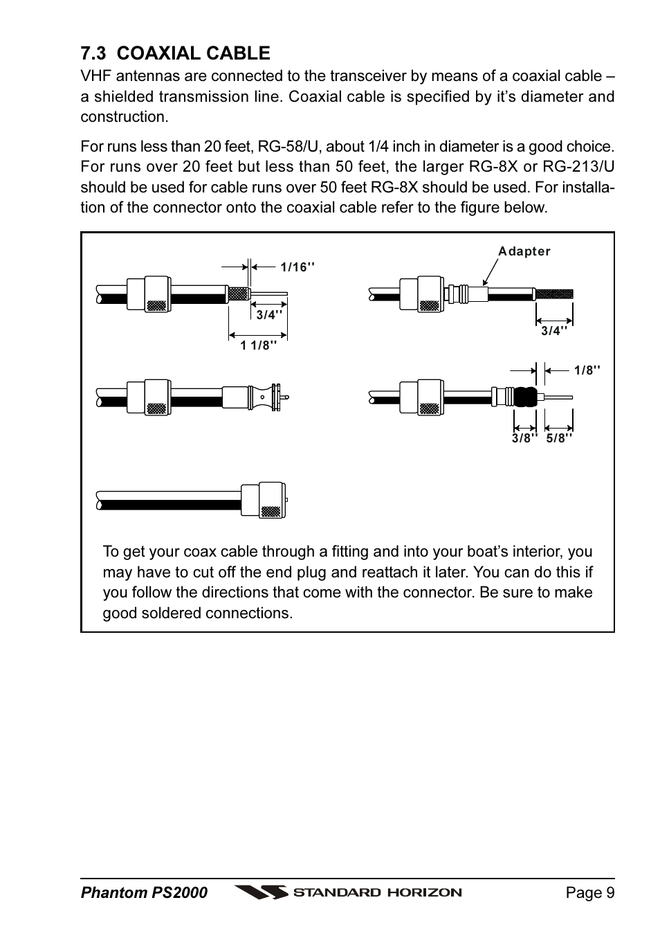3 coaxial cable | Standard Horizon PHANTOM Series PS2000 User Manual | Page 9 / 72