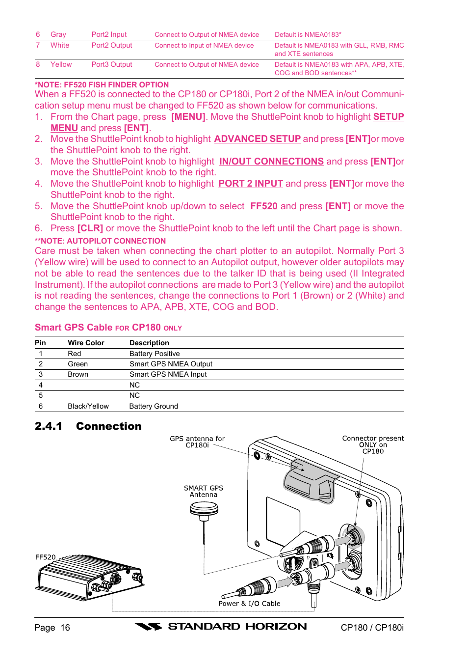 1 connection, Cp180 | Standard Horizon CP180 User Manual | Page 14 / 92