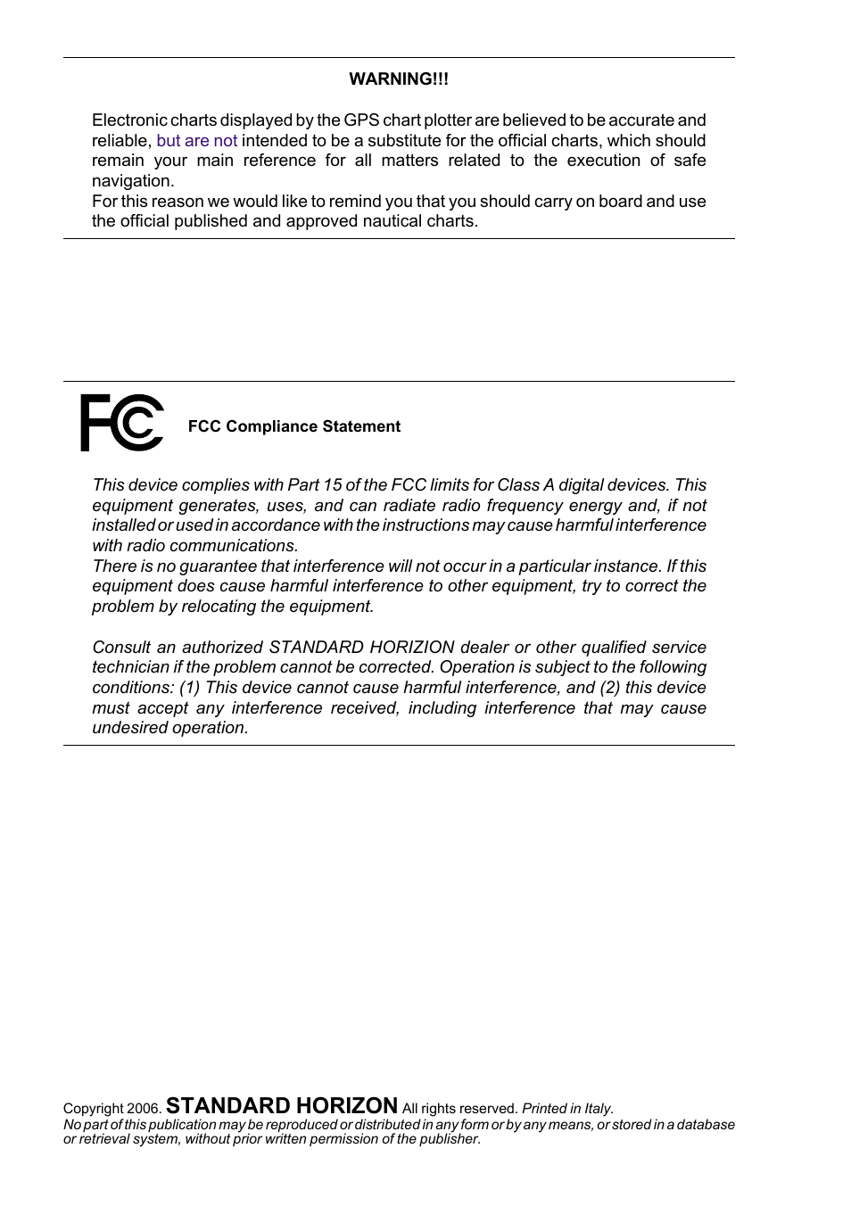 Standard horizon | Standard Horizon CP180 User Manual | Page 2 / 92