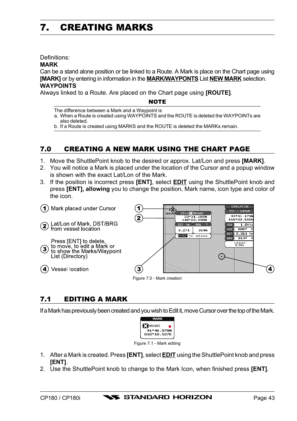 Creating marks | Standard Horizon CP180 User Manual | Page 41 / 92