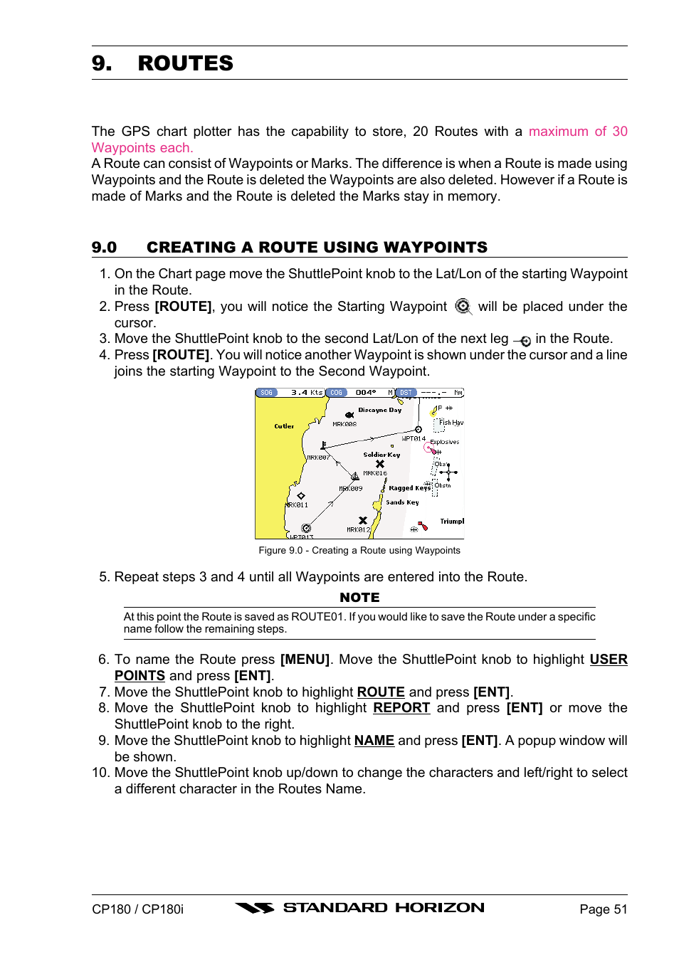 Routes | Standard Horizon CP180 User Manual | Page 49 / 92