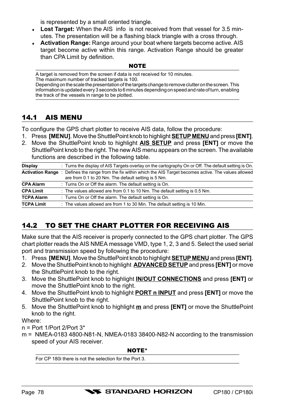 1 ais menu, 2 to set the chart plotter for receiving ais | Standard Horizon CP180 User Manual | Page 76 / 92