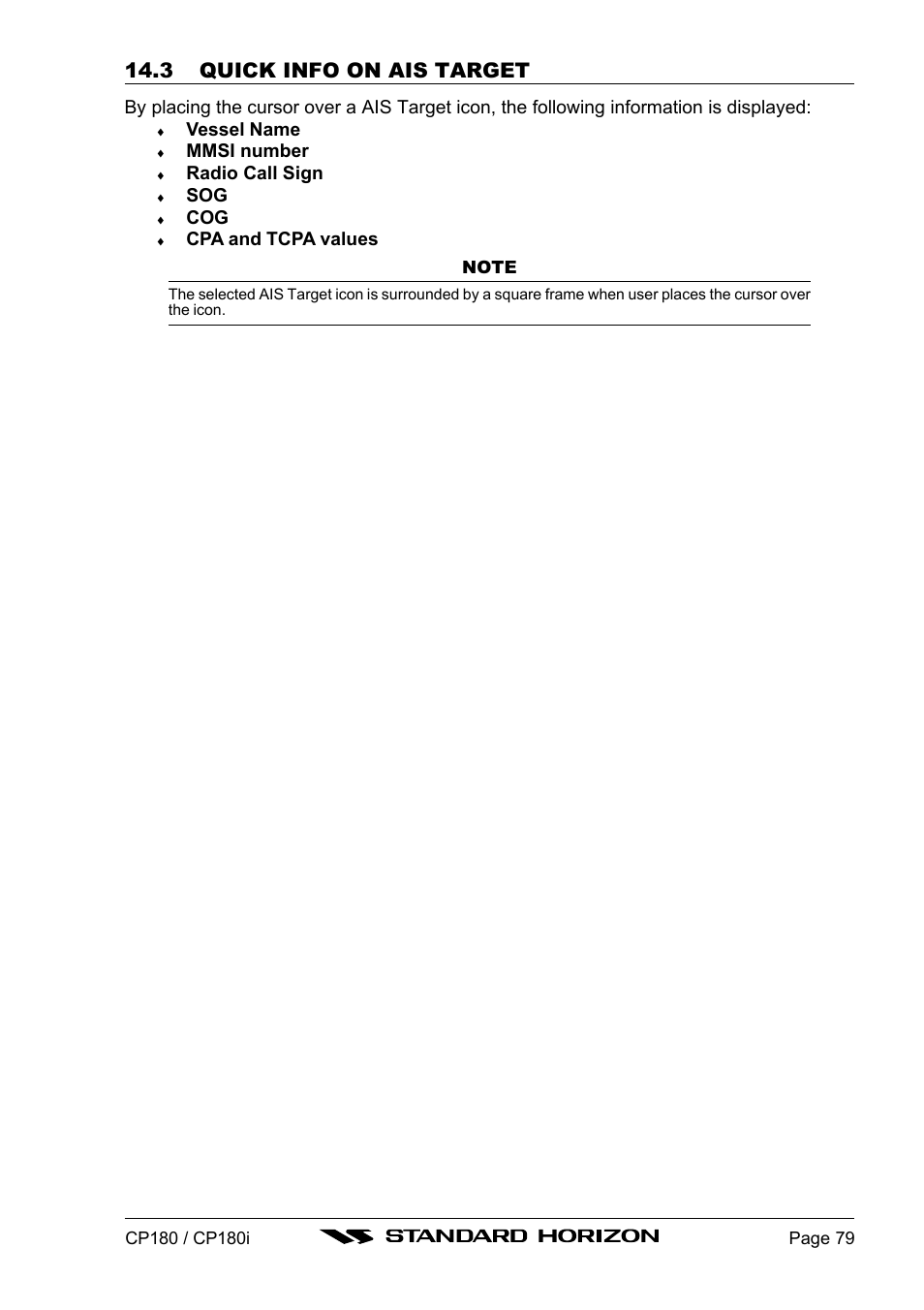 3 quick info on ais target | Standard Horizon CP180 User Manual | Page 77 / 92