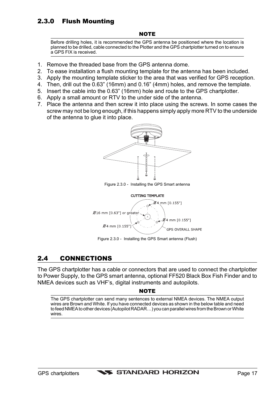 0 flush mounting, 4 connections | Standard Horizon CP1000C User Manual | Page 15 / 82