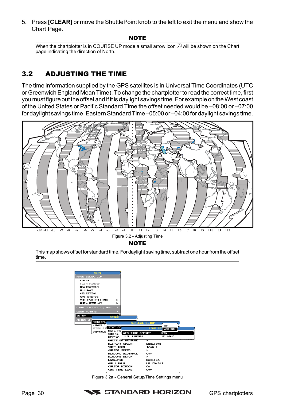 2 adjusting the time | Standard Horizon CP1000C User Manual | Page 28 / 82