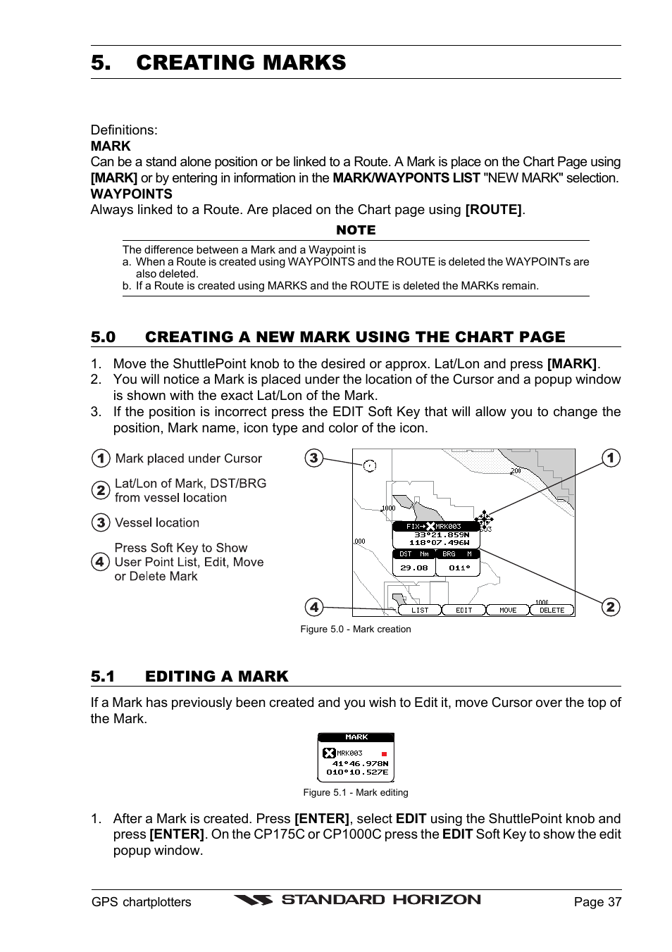 Creating marks | Standard Horizon CP1000C User Manual | Page 35 / 82