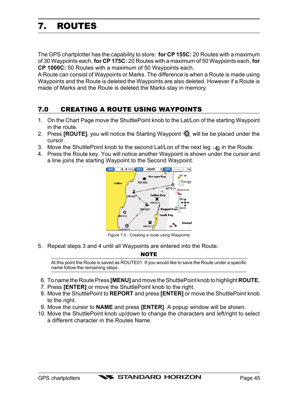 Routes | Standard Horizon CP1000C User Manual | Page 43 / 82