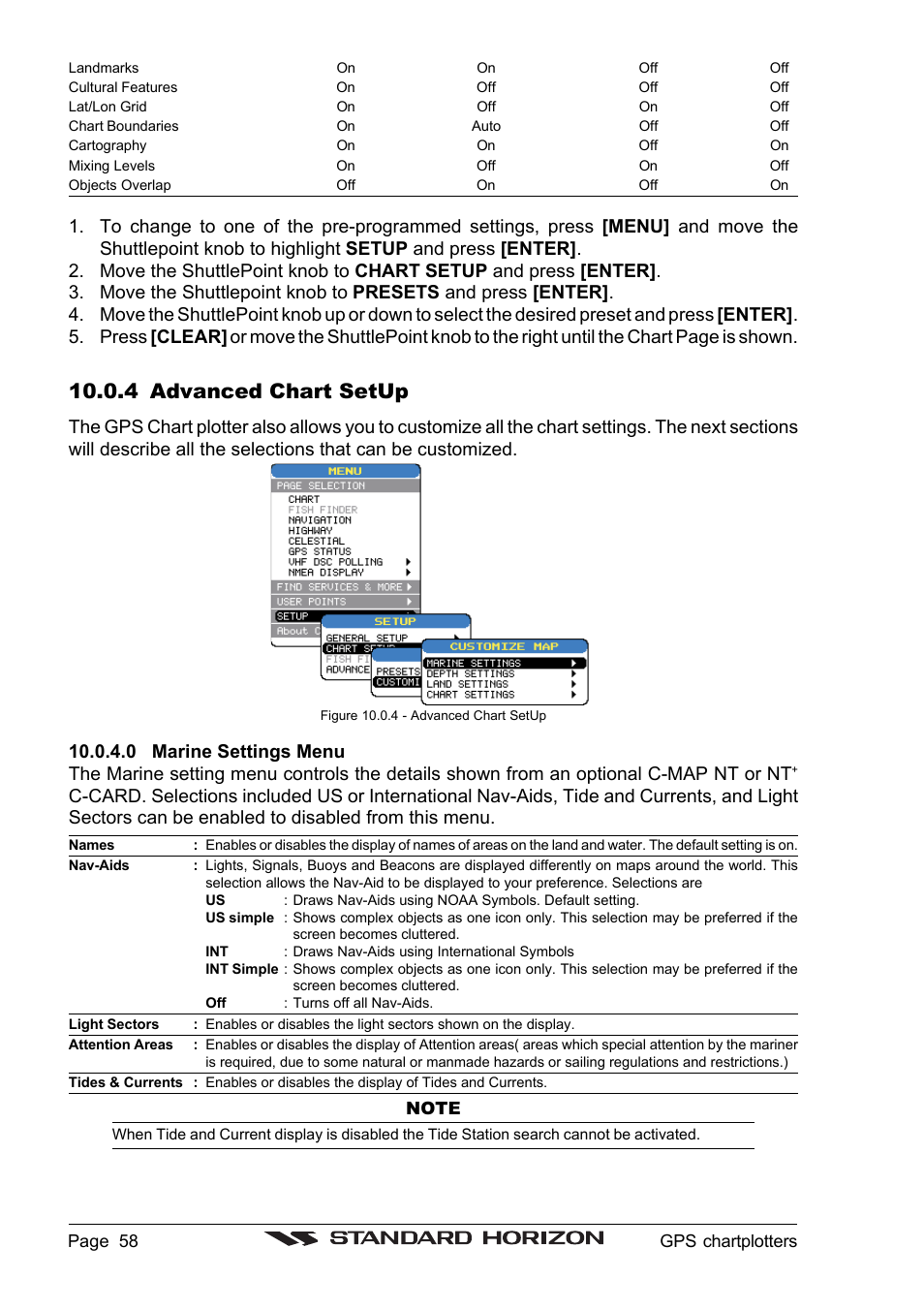 4 advanced chart setup | Standard Horizon CP1000C User Manual | Page 56 / 82