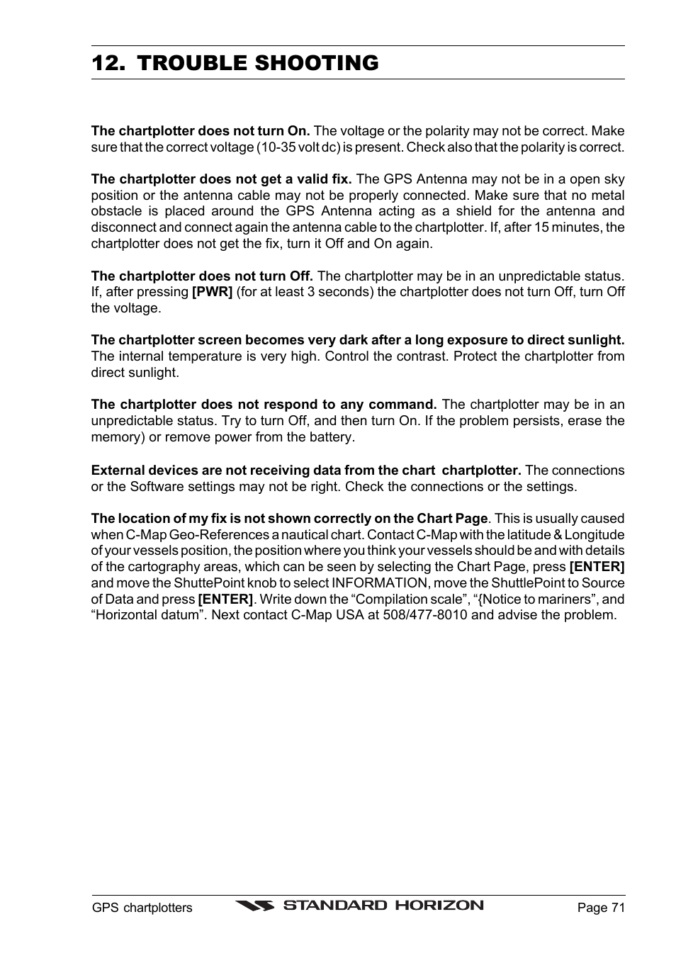 Trouble shooting | Standard Horizon CP1000C User Manual | Page 69 / 82