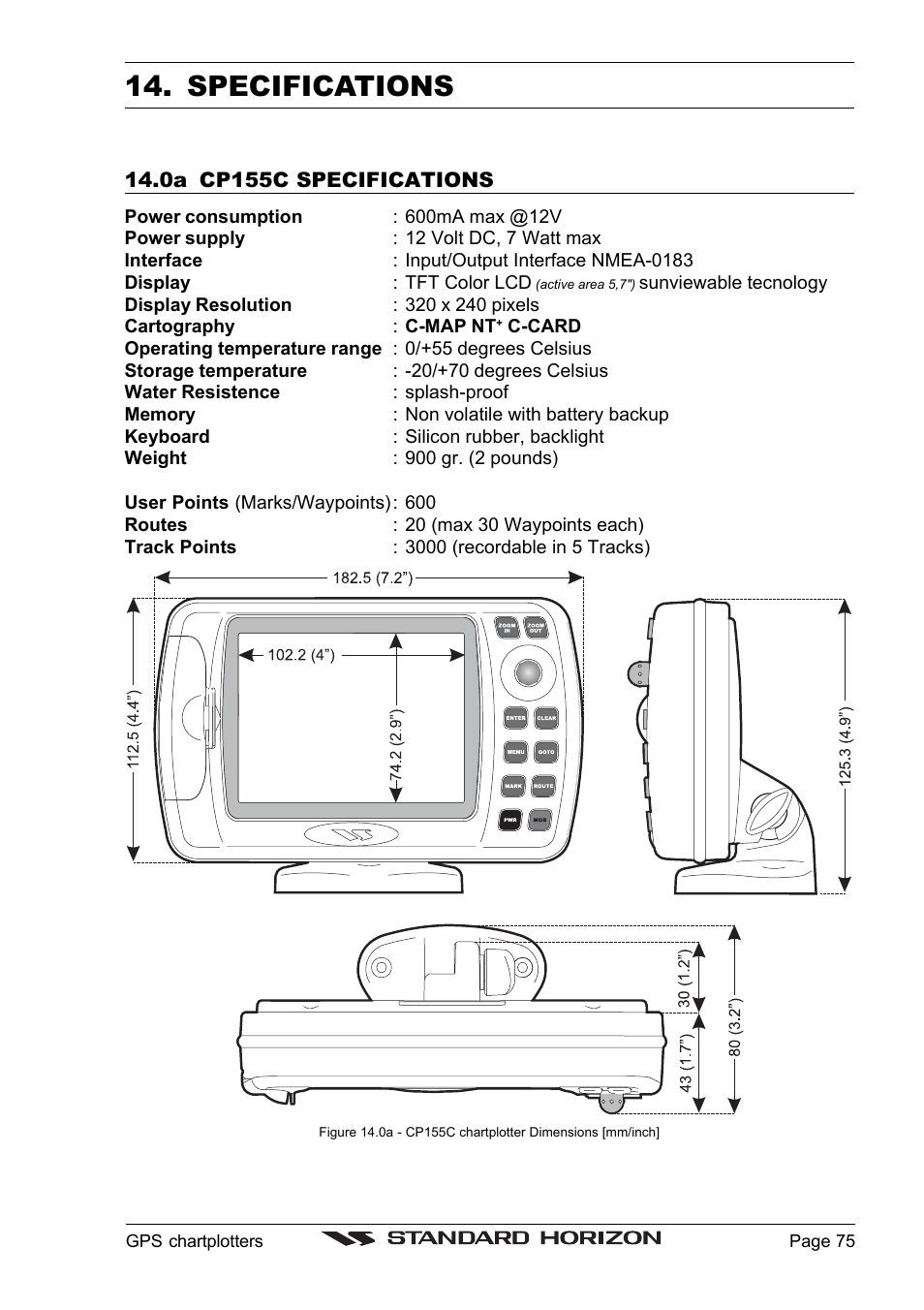 Specifications | Standard Horizon CP1000C User Manual | Page 73 / 82
