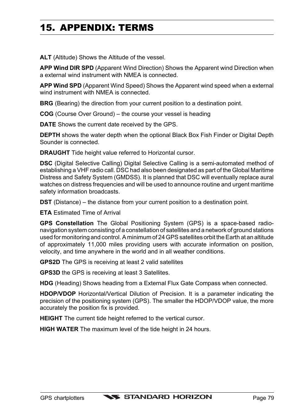 Appendix: terms | Standard Horizon CP1000C User Manual | Page 77 / 82