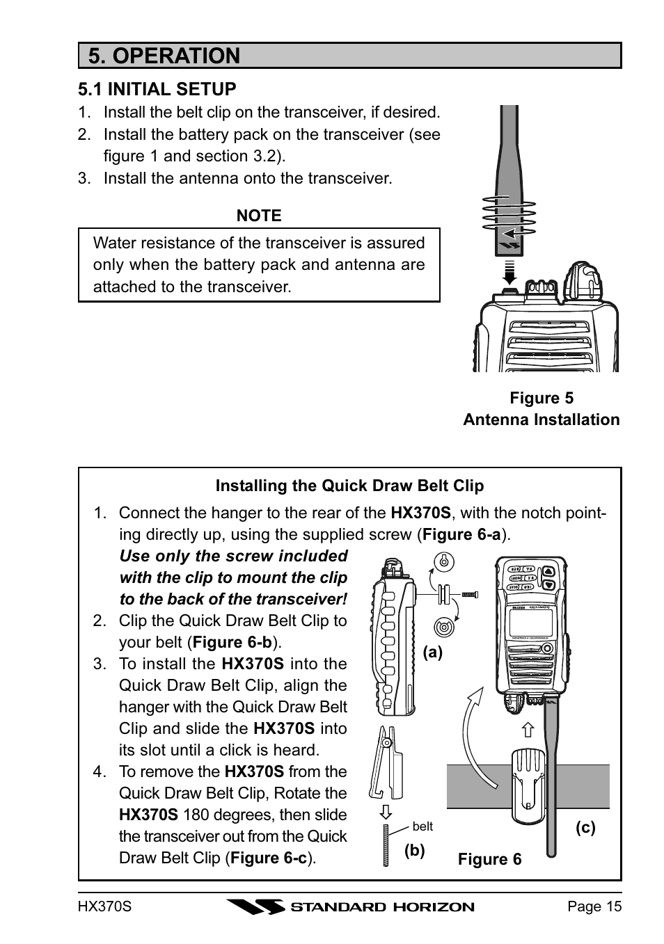 Operation | Standard Horizon HX370S User Manual | Page 17 / 48