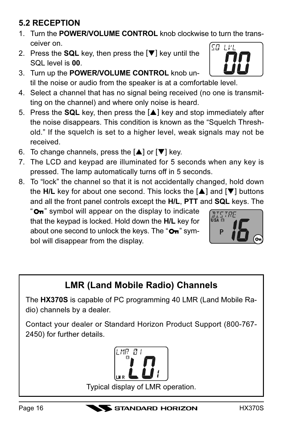 Lmr (land mobile radio) channels | Standard Horizon HX370S User Manual | Page 18 / 48