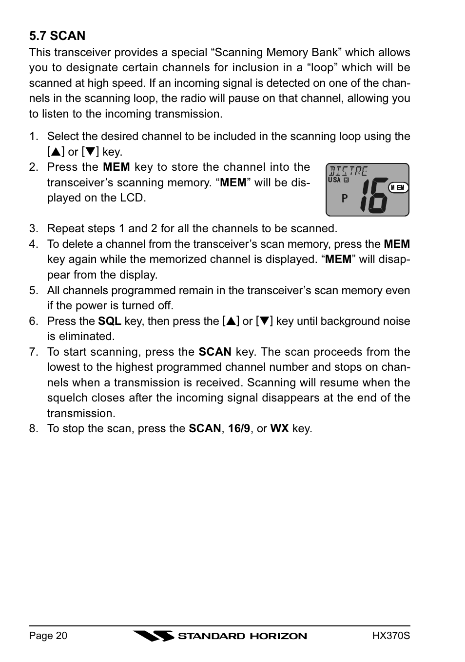 Standard Horizon HX370S User Manual | Page 22 / 48