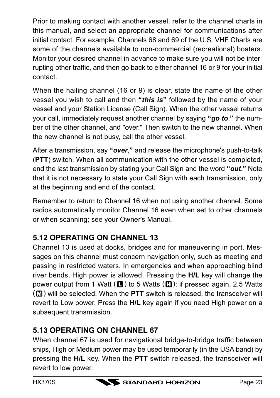 Standard Horizon HX370S User Manual | Page 25 / 48