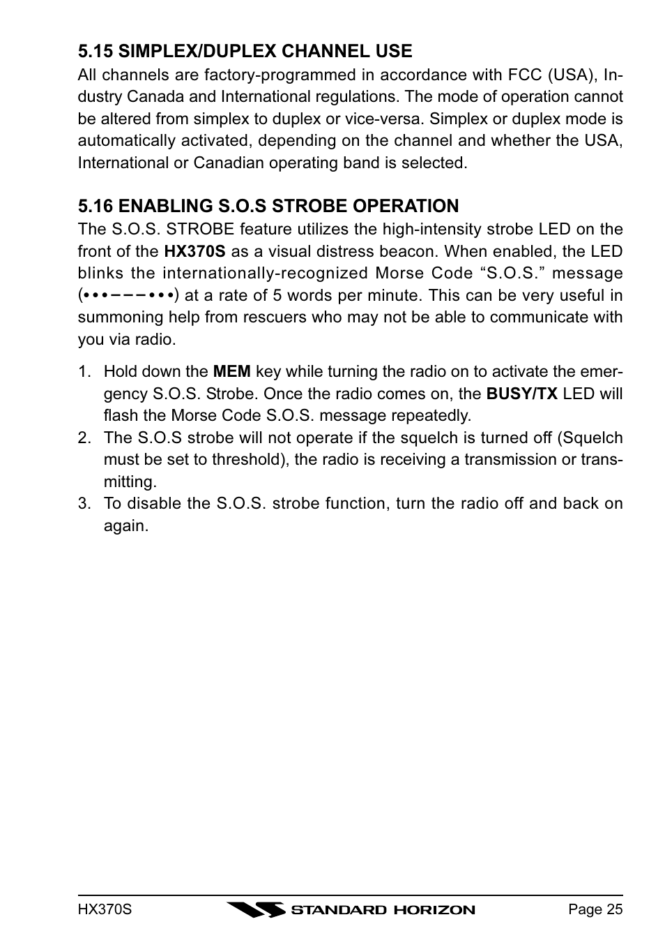 Standard Horizon HX370S User Manual | Page 27 / 48