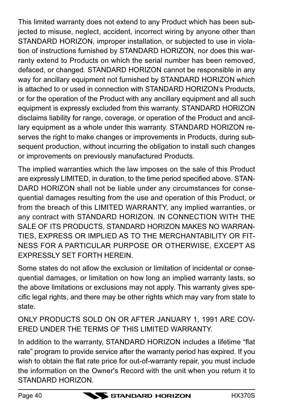 Standard Horizon HX370S User Manual | Page 42 / 48
