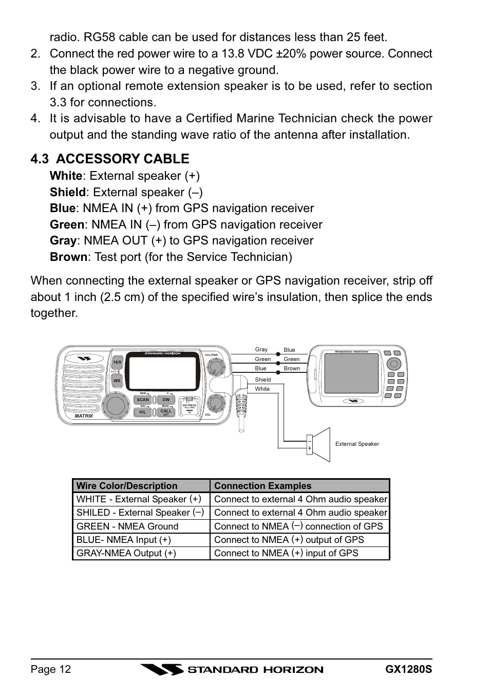 3 accessory cable | Standard Horizon MATRIX GX1280S User Manual | Page 12 / 74