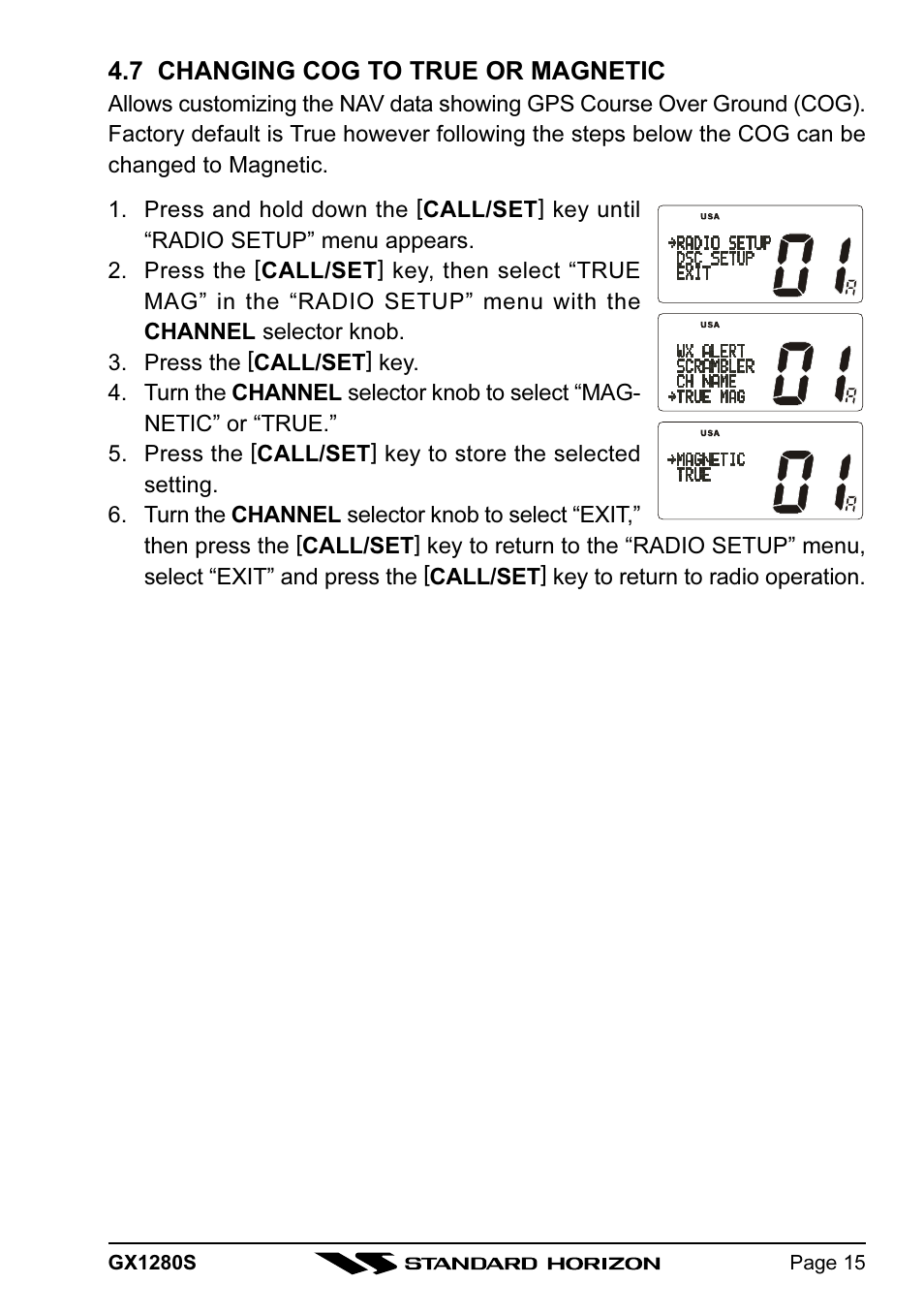 Standard Horizon MATRIX GX1280S User Manual | Page 15 / 74