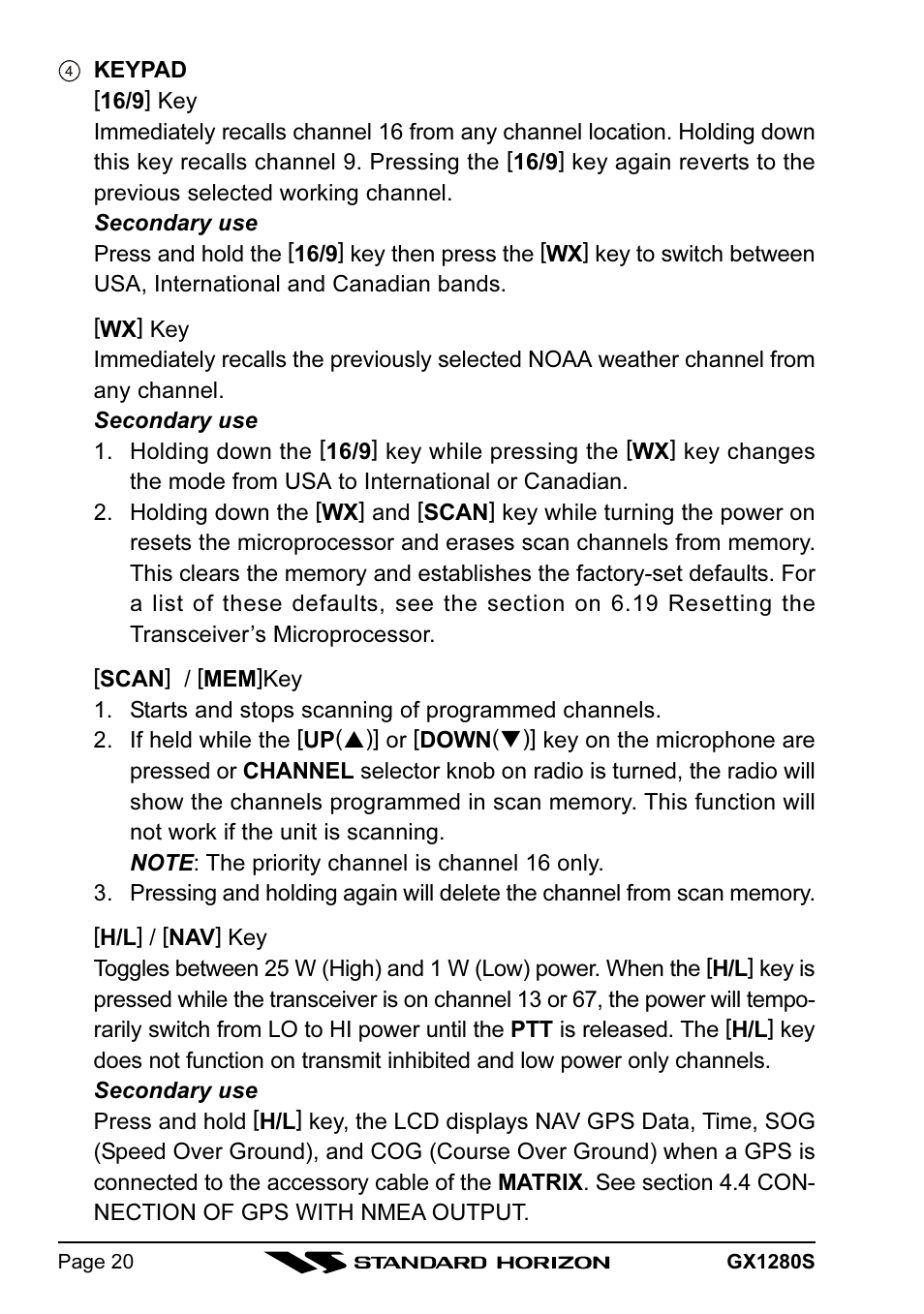 Standard Horizon MATRIX GX1280S User Manual | Page 20 / 74