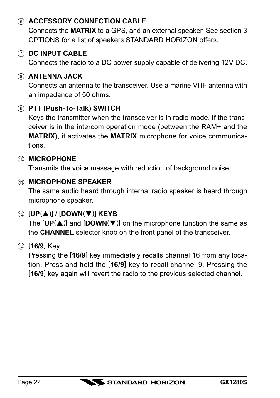 Standard Horizon MATRIX GX1280S User Manual | Page 22 / 74