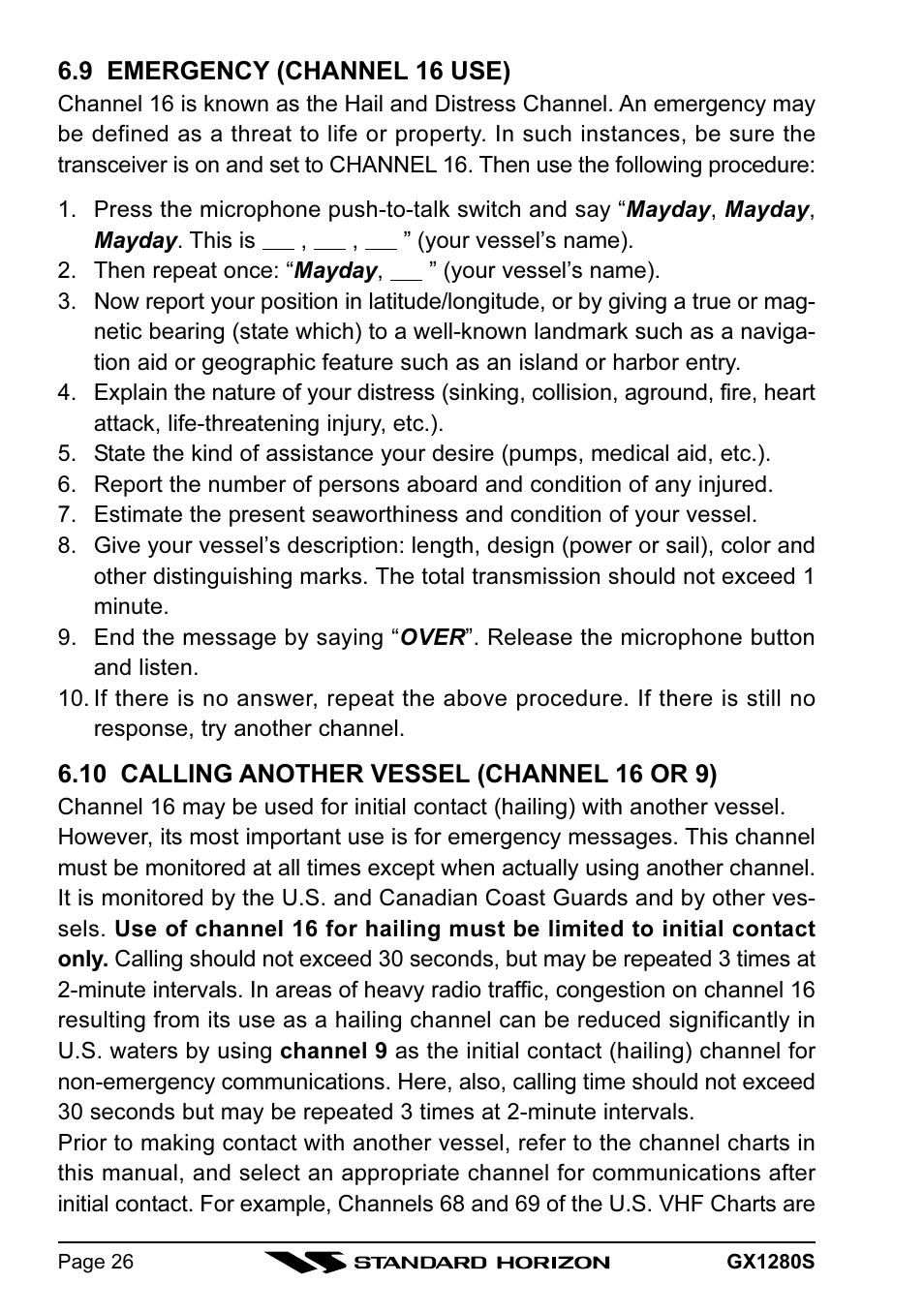 Standard Horizon MATRIX GX1280S User Manual | Page 26 / 74