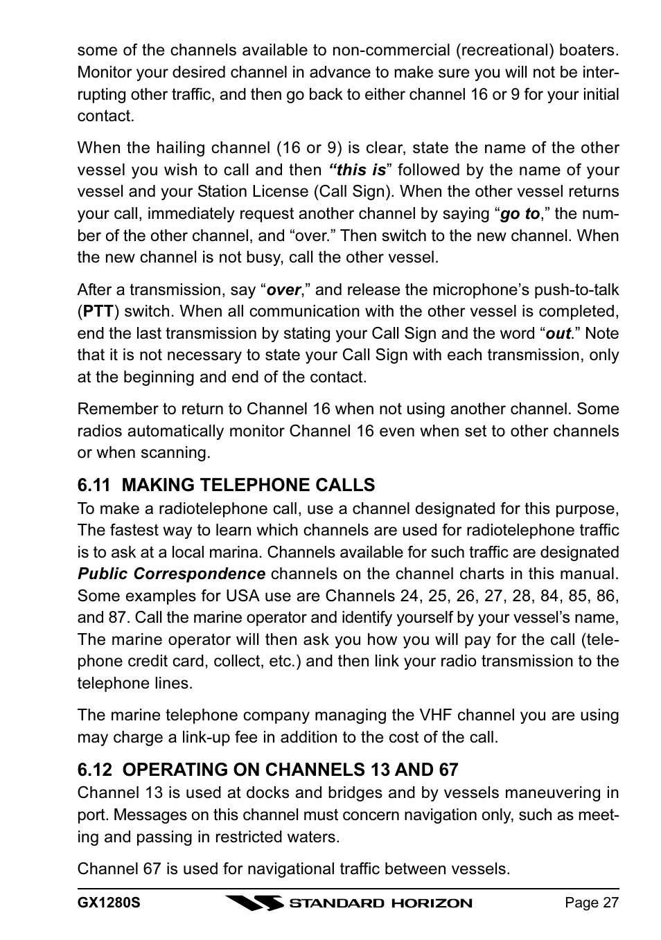 Standard Horizon MATRIX GX1280S User Manual | Page 27 / 74
