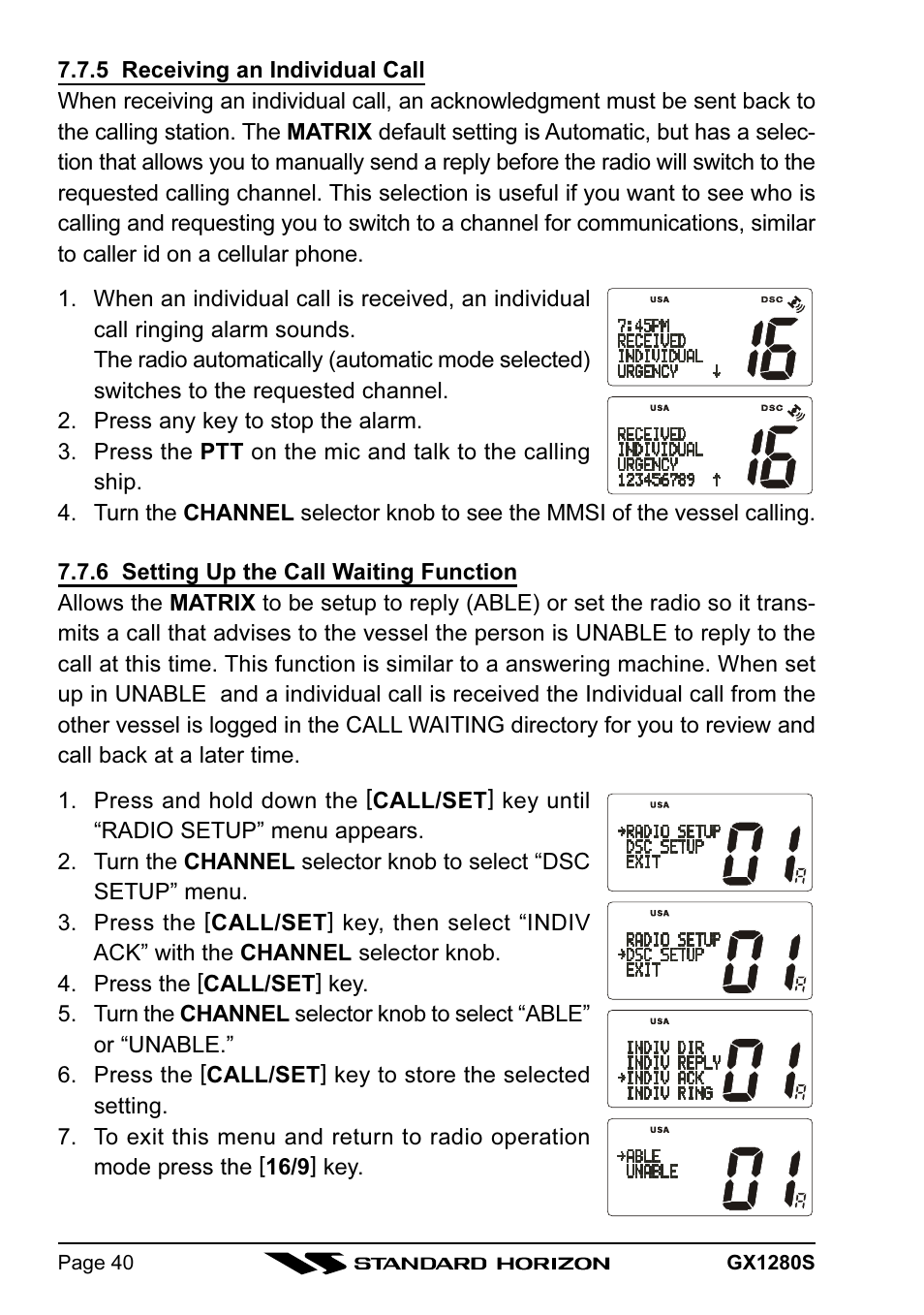 Standard Horizon MATRIX GX1280S User Manual | Page 40 / 74