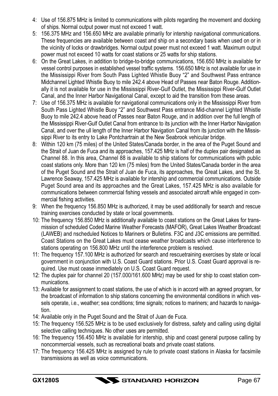Standard Horizon MATRIX GX1280S User Manual | Page 67 / 74