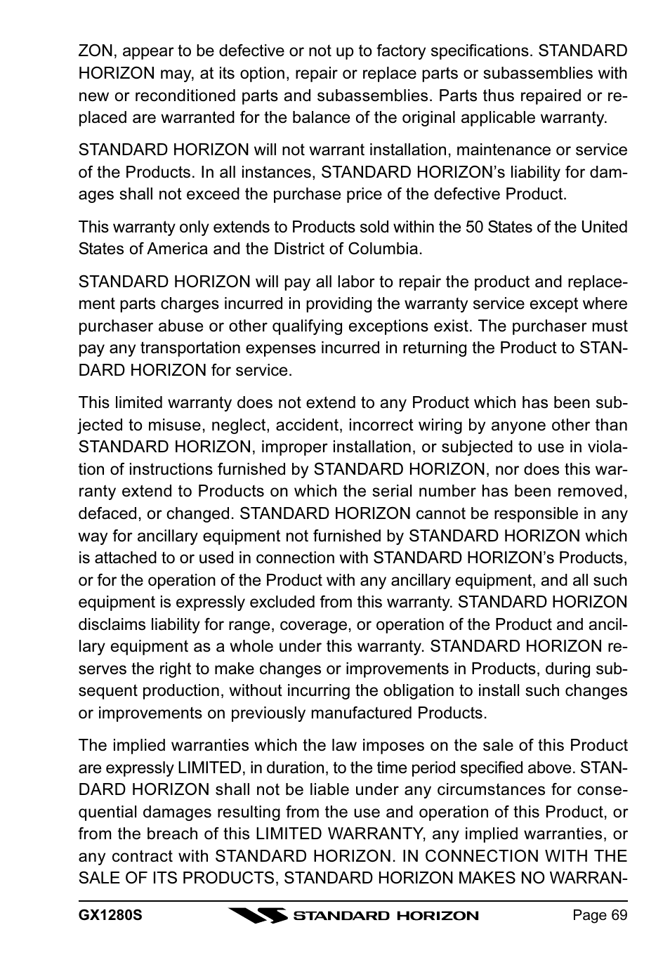 Standard Horizon MATRIX GX1280S User Manual | Page 69 / 74