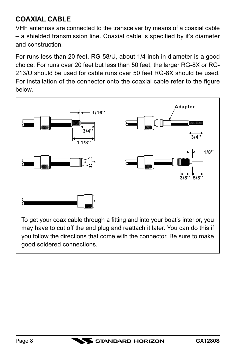 Coaxial cable | Standard Horizon MATRIX GX1280S User Manual | Page 8 / 74