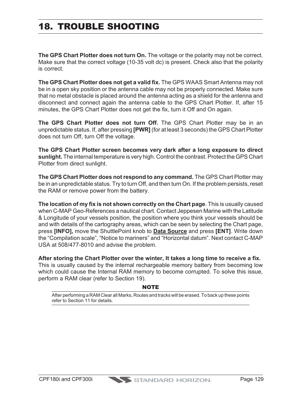 Trouble shooting | Standard Horizon MAX CPF180I User Manual | Page 127 / 144