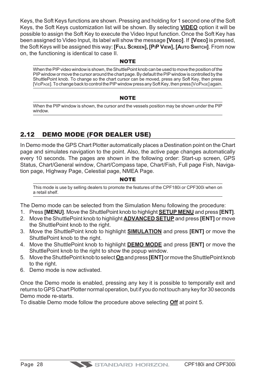 12 demo mode (for dealer use) | Standard Horizon MAX CPF180I User Manual | Page 26 / 144