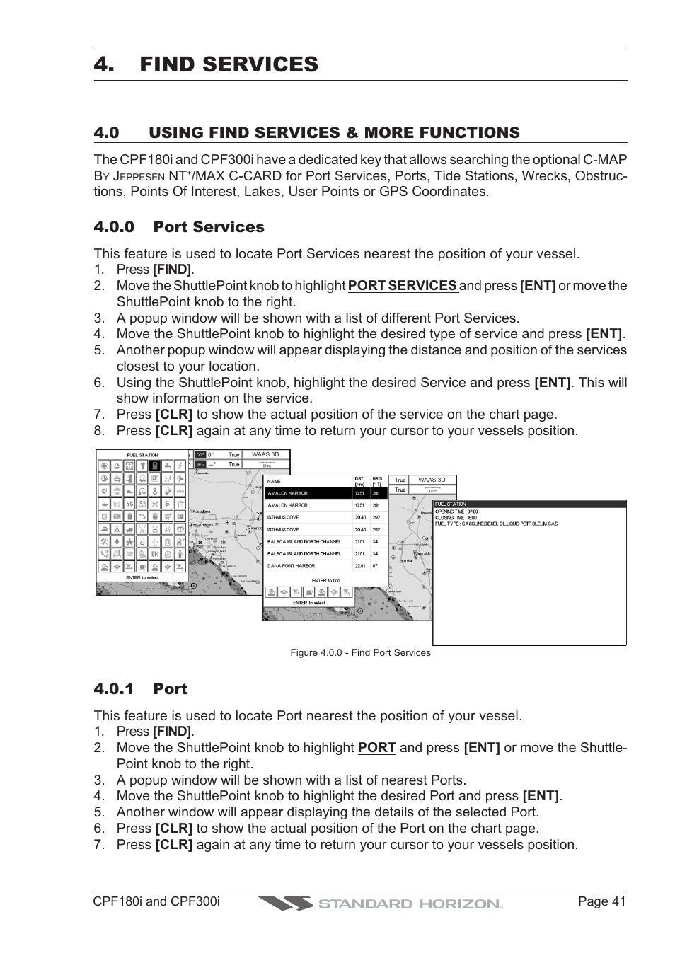 Find services | Standard Horizon MAX CPF180I User Manual | Page 39 / 144