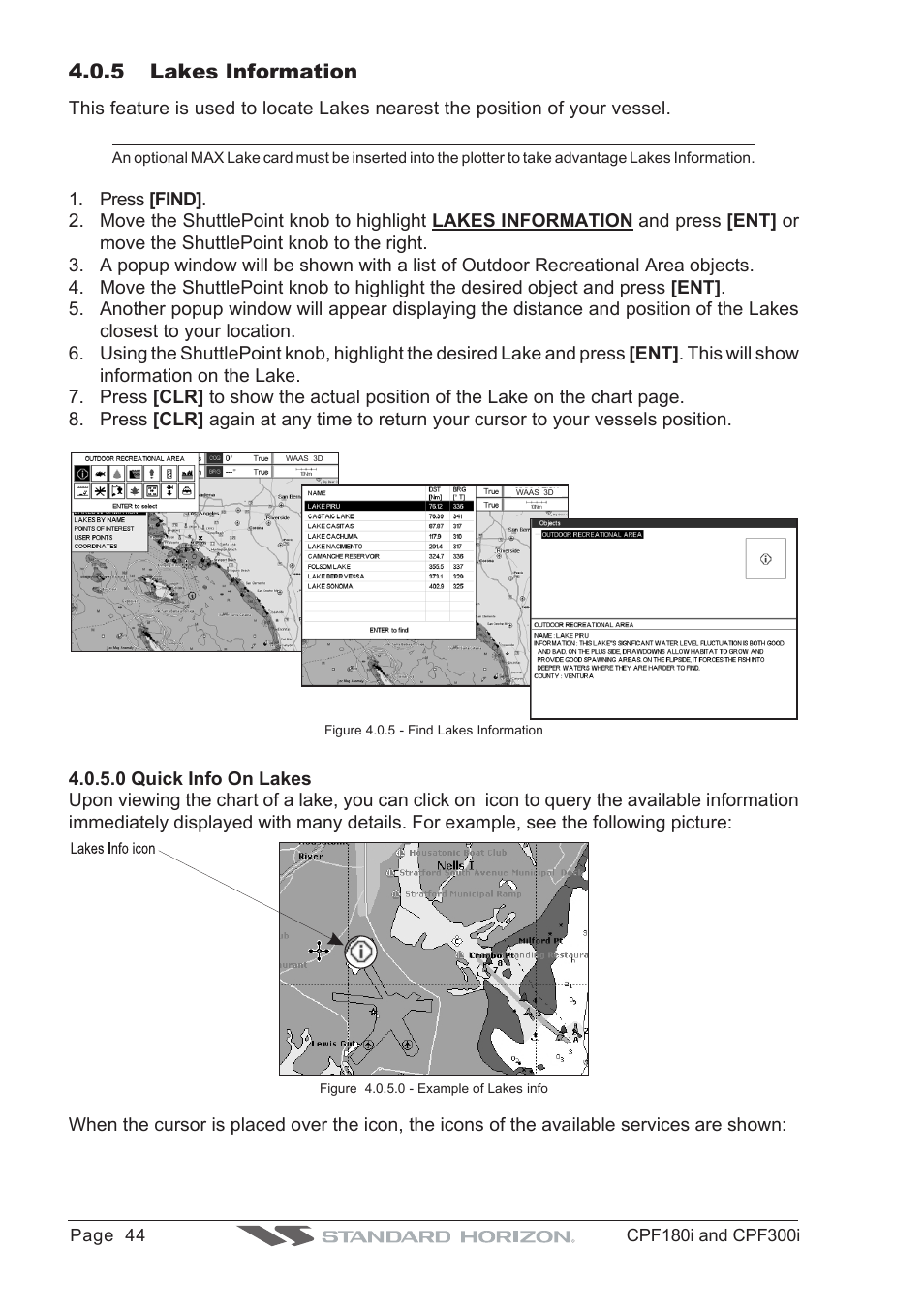 5 lakes information | Standard Horizon MAX CPF180I User Manual | Page 42 / 144