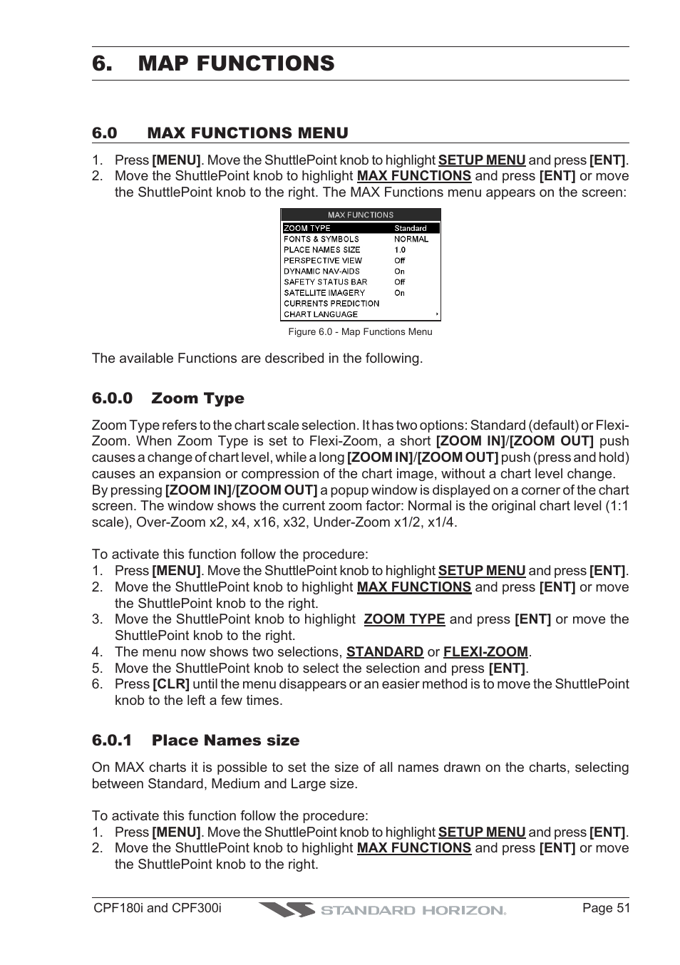 Map functions | Standard Horizon MAX CPF180I User Manual | Page 49 / 144