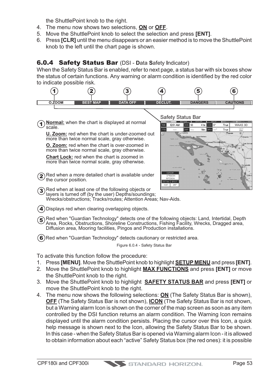 4 safety status bar | Standard Horizon MAX CPF180I User Manual | Page 51 / 144