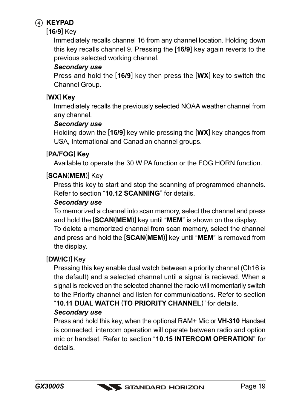 Standard Horizon MATRIX GX3000S User Manual | Page 19 / 100